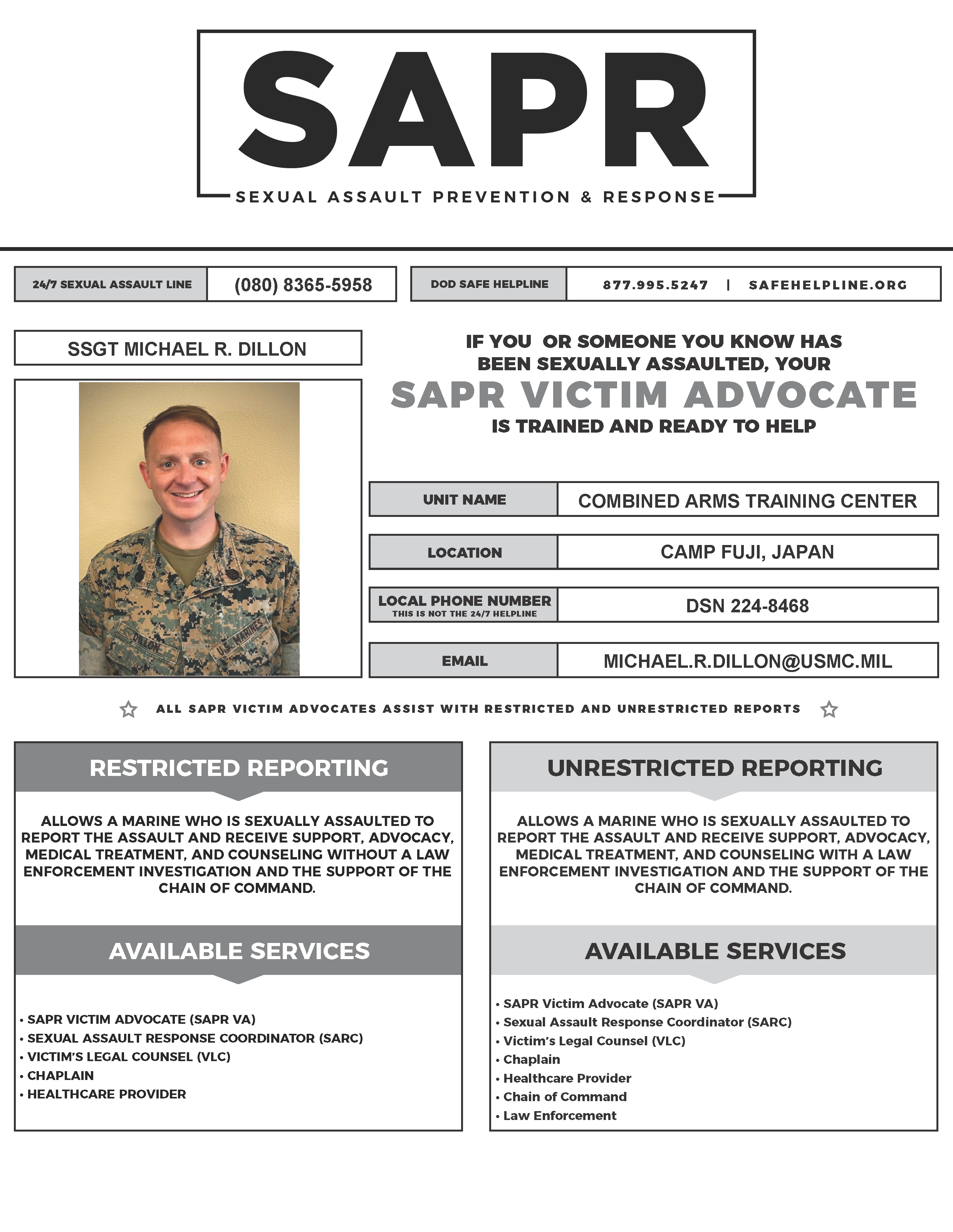 SAPR Staff Sgt. Dillon Info